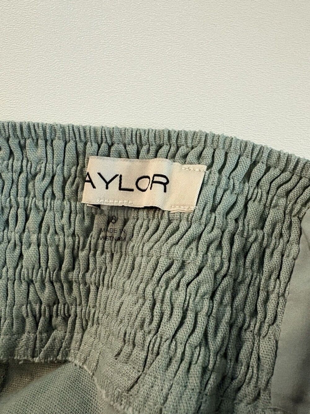 Taylor Women's Linen Blend Fit Flare Midi Dress Buttons Sage Mint Green Size 8 - Picture 7 of 15